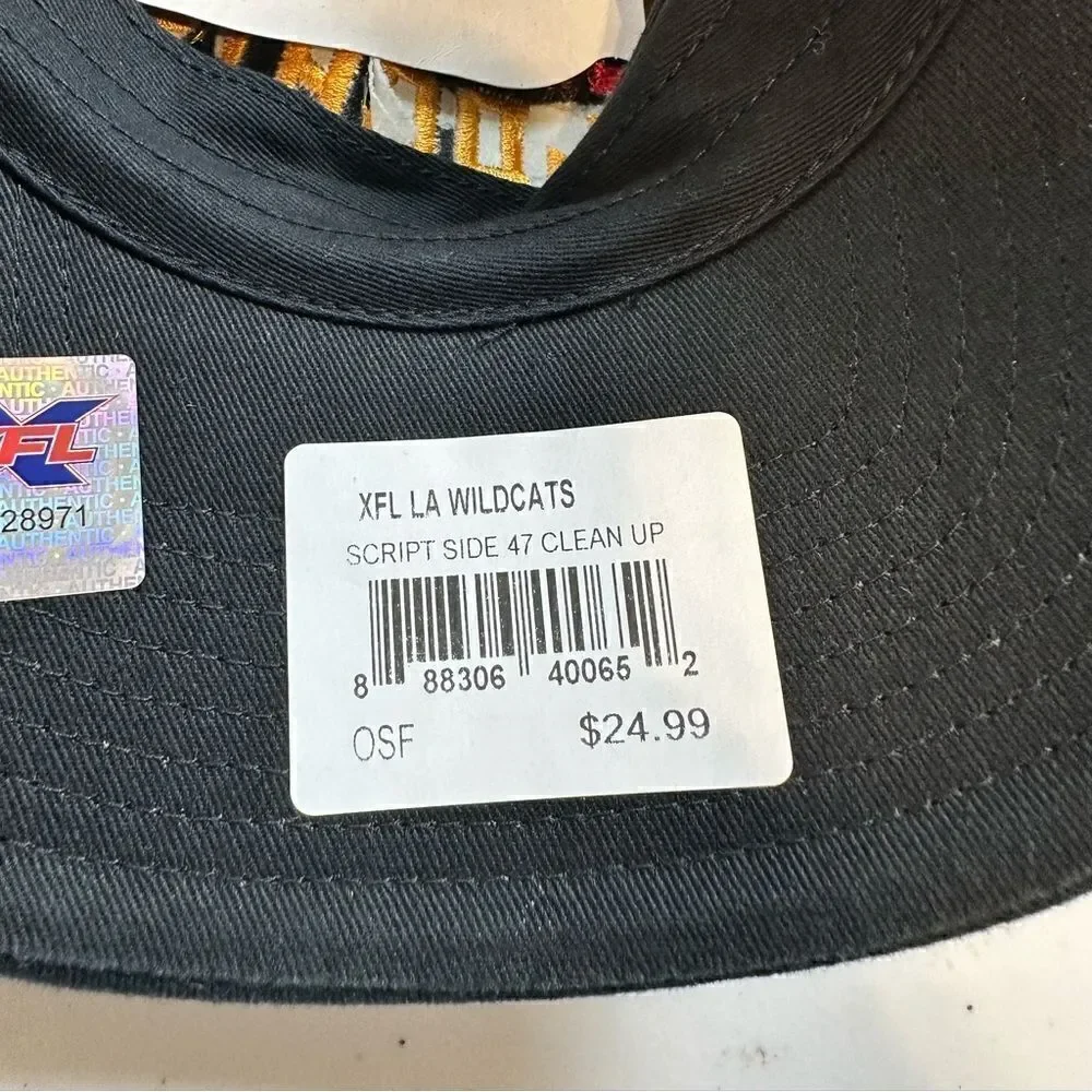NWY ‘47 XFL Los Angeles Wildcats Football Black Adjustable Baseball Cap Hat